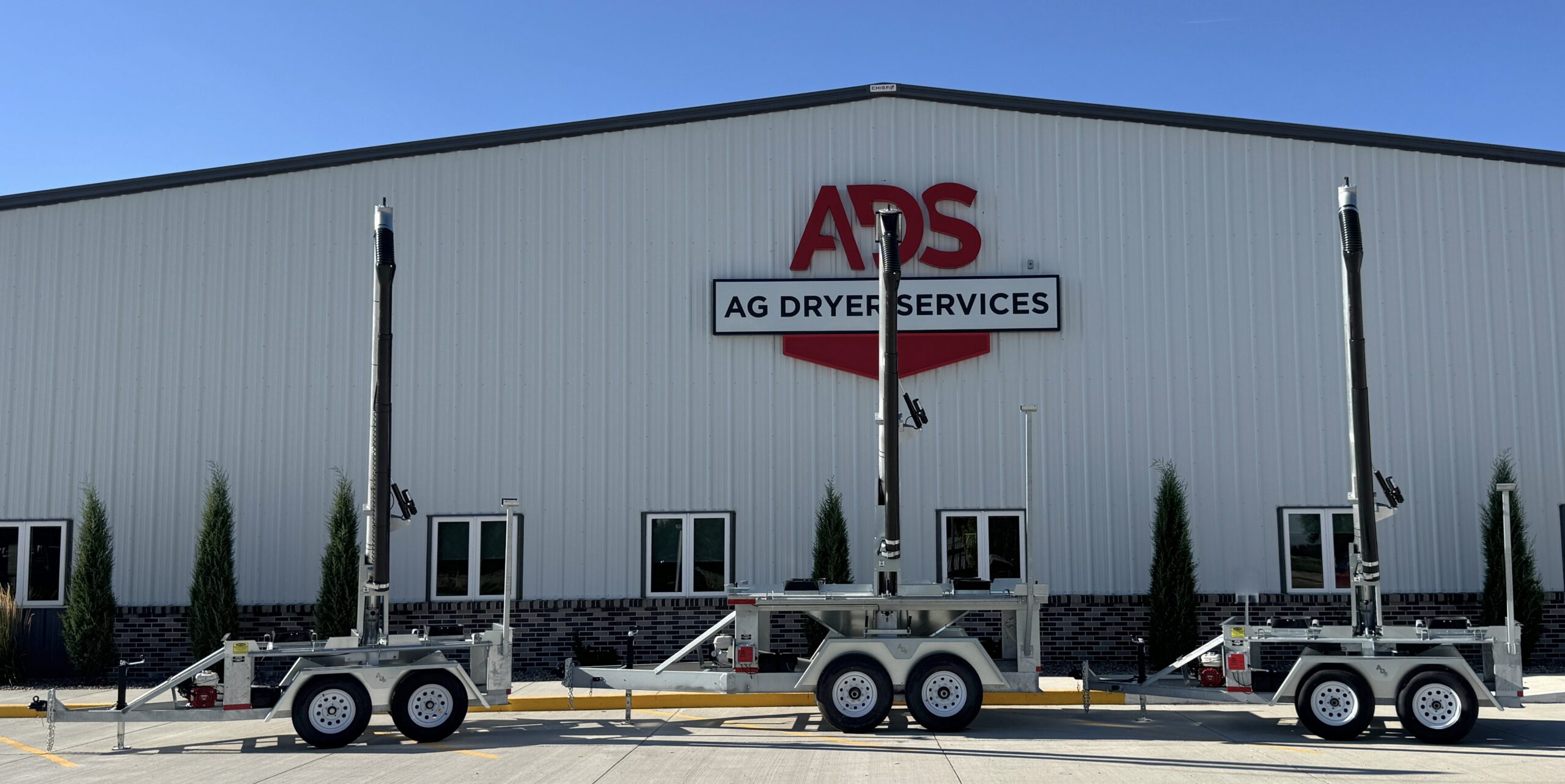 ADS ST Series seed tenders lined up at the Elm Creek facility